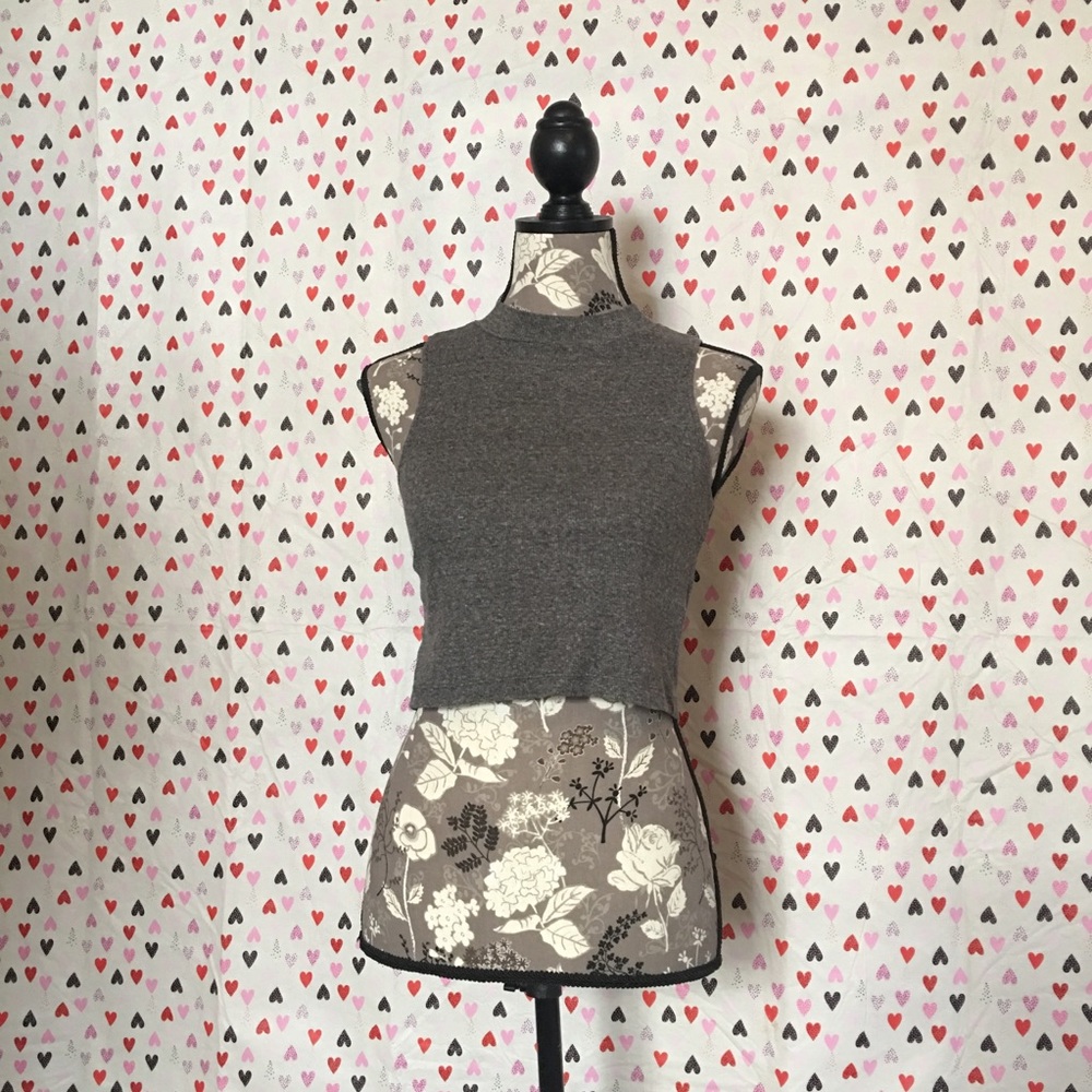 Grey mock neck crop top